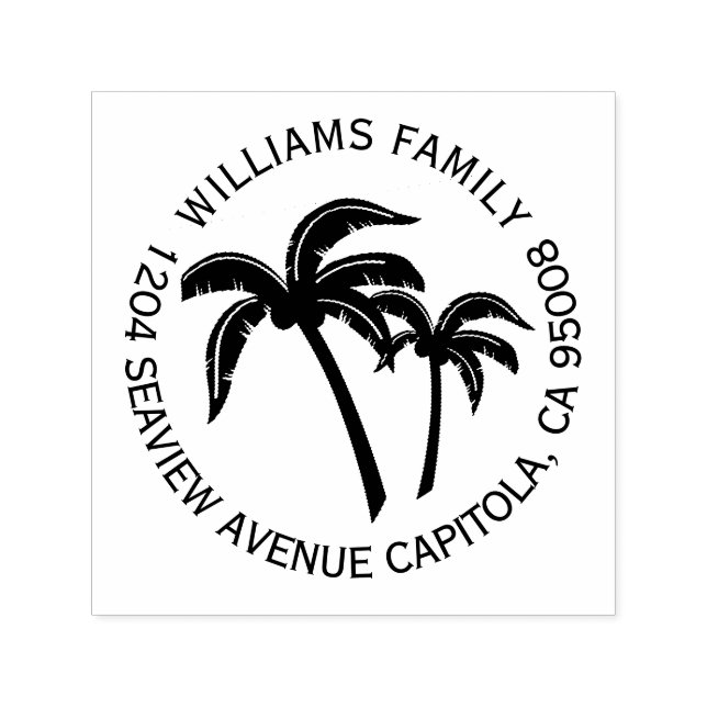 Rücksendeadresse "Beach Tropical Palm Trees" Permastempel (Design)