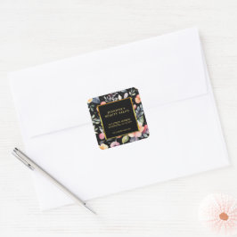 Rücksendeadresse beruflicher Aquarellfarben-Blume Quadratischer Aufkleber