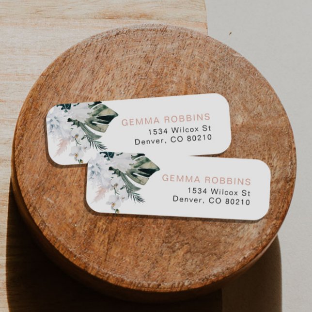 Rücksendeadresse Blush Pink Tropical Palm Pampas (Von Creator hochgeladen)