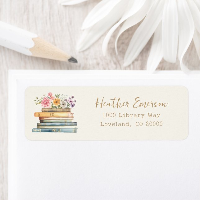 Rücksendeadresse Buchthema (Book Theme Return Address Label by Painted Paperie
)