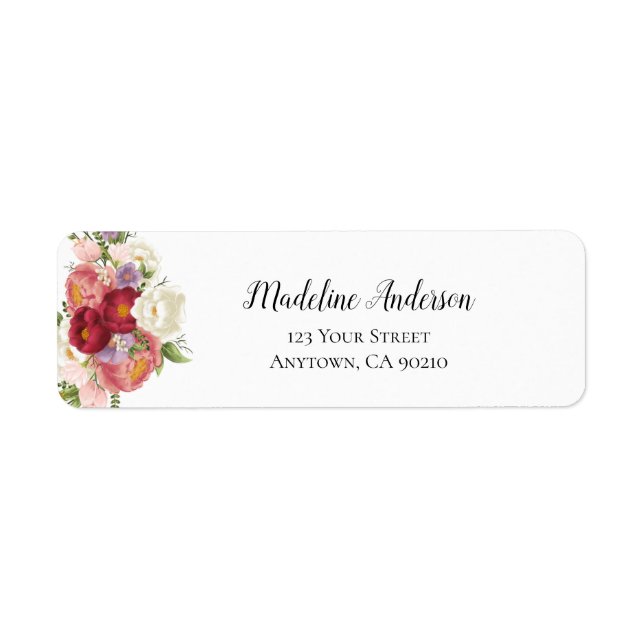 Rücksendeadresse Burgundy Blush Bloral Peony Custo (Vorne)