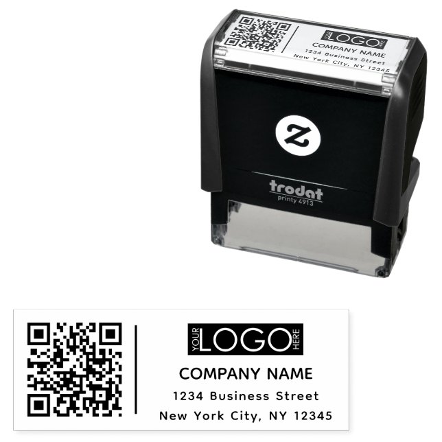 Rücksendeadresse Business QR Code Modernes Logo Permastempel (Beispiel)