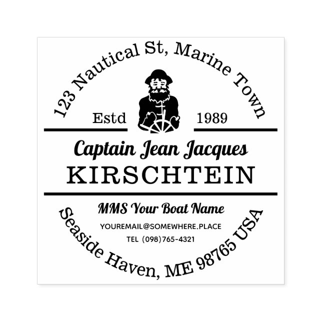 Rücksendeadresse Captain Boat Helm Nautical Marine Gummistempel (Prägung)