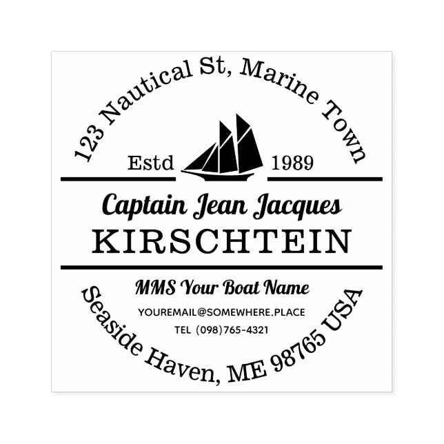 Rücksendeadresse Captain Boat Yacht Nautic Marine Gummistempel (Prägung)