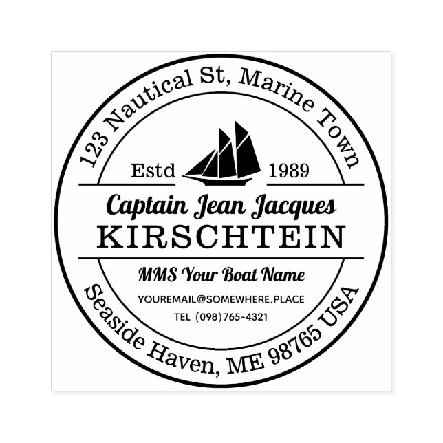 Rücksendeadresse Captain Boat Yacht Nautic Marine Gummistempel (Prägung)