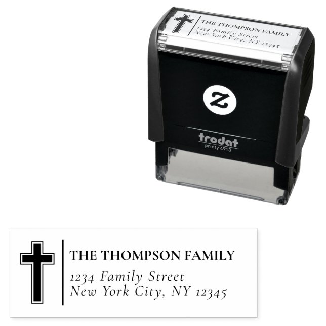 Rücksendeadresse Christliches Kreuz Permastempel (Beispiel)