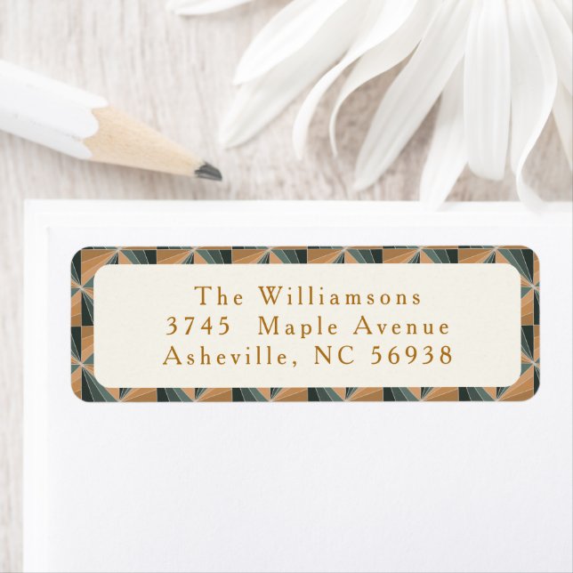 Rücksendeadresse "Christmas Green Vintag Art Deco" (Insitu)