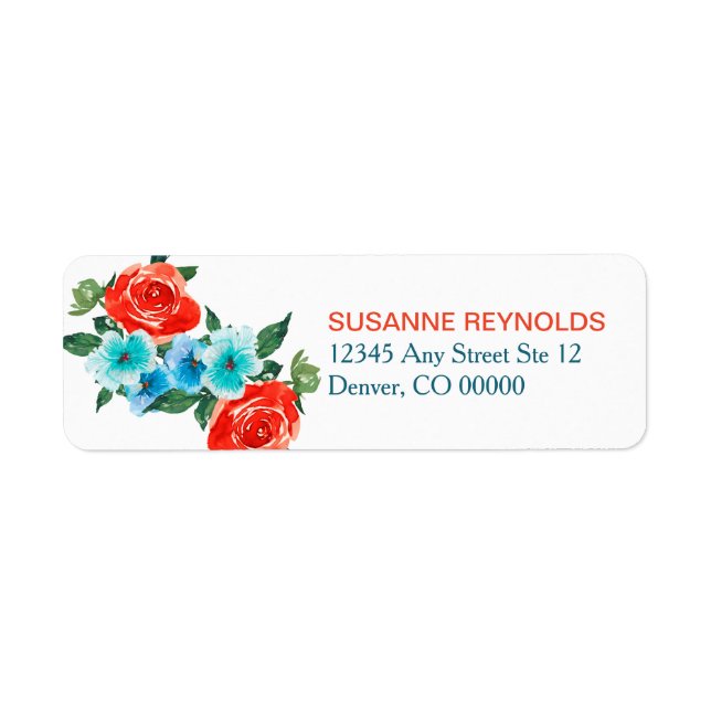 Rücksendeadresse Coral und Aqua Floral (Vorne)