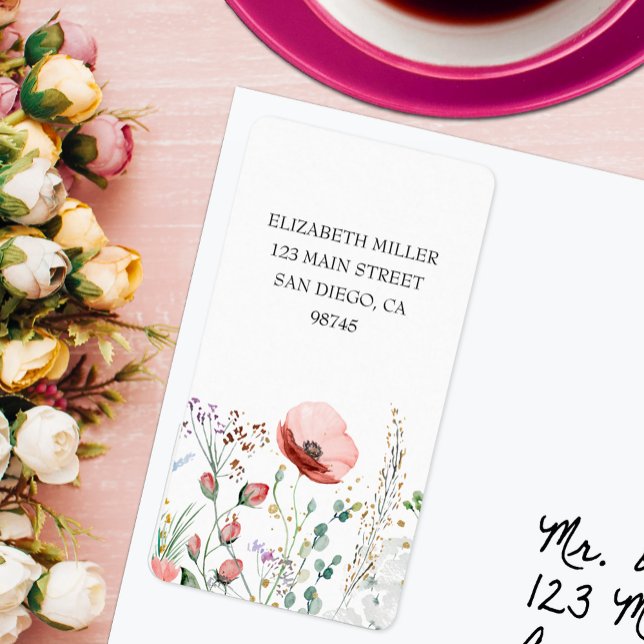 Rücksendeadresse der Aquarell-Wildblumen Adressaufkleber (Watercolor Wildflowers Return Address Labels)