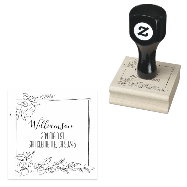 Rücksendeadresse der Blumenfamilie Gummistempel (Stempel)