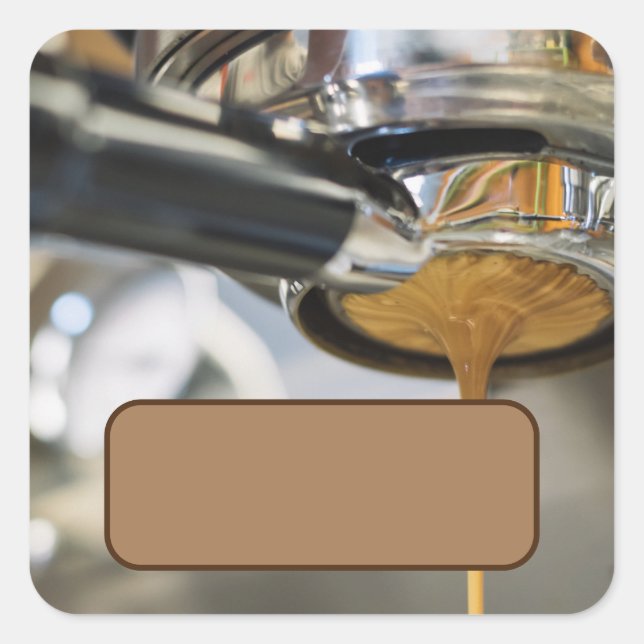 Rücksendeadresse der Espresso Kaffeemaschine Quadratischer Aufkleber (Vorderseite)