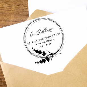 Rücksendeadresse der Familie Lavender Wreath Gummistempel
