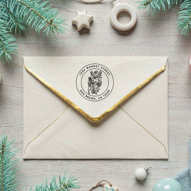 Rücksendeadresse der Gemusterten Weihnachtsblume Gummistempel (Von Creator hochgeladen)