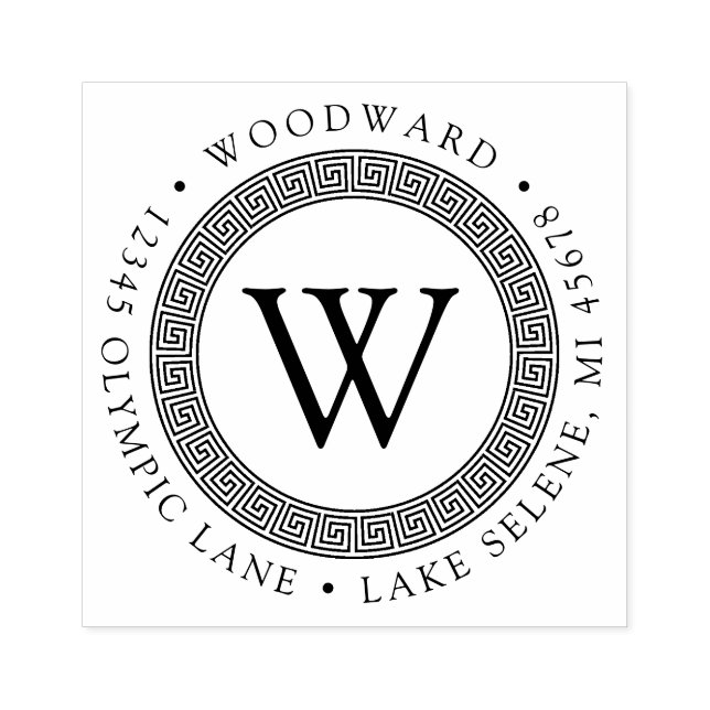 Rücksendeadresse der griechischen Monogrammrunde Gummistempel (Prägung)