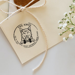 Rücksendeadresse der Husky-Hunde Gummistempel