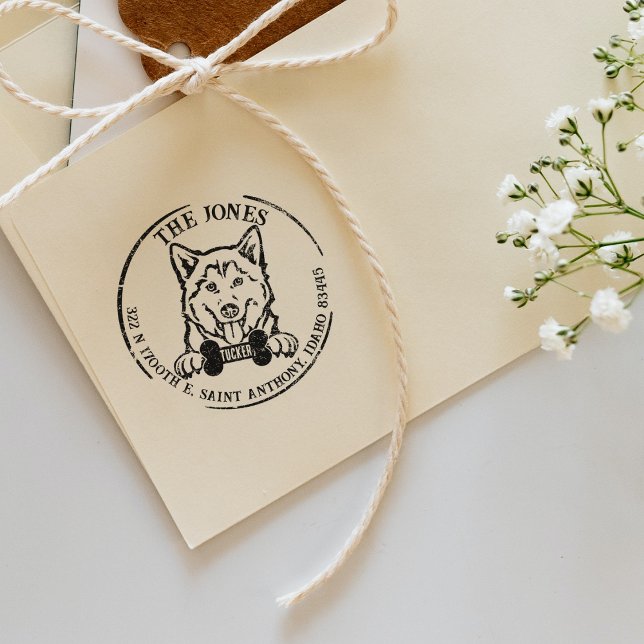 Rücksendeadresse der Husky-Hunde Gummistempel (Von Creator hochgeladen)