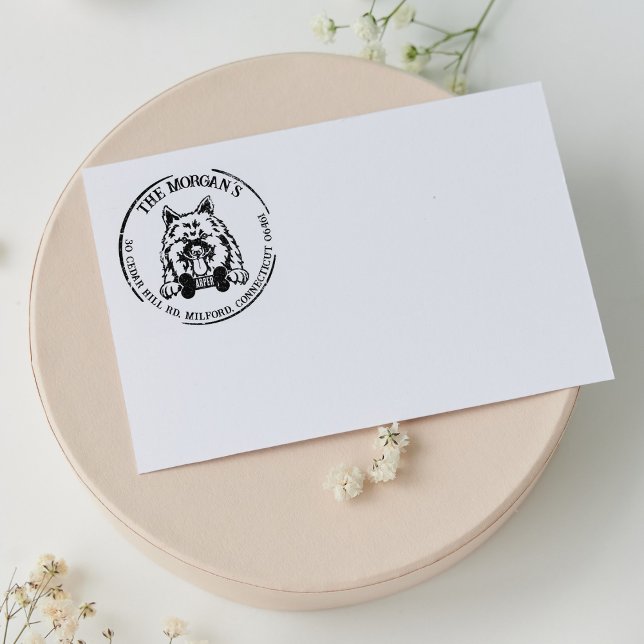 Rücksendeadresse der Keeshond Hunde Gummistempel (Von Creator hochgeladen)