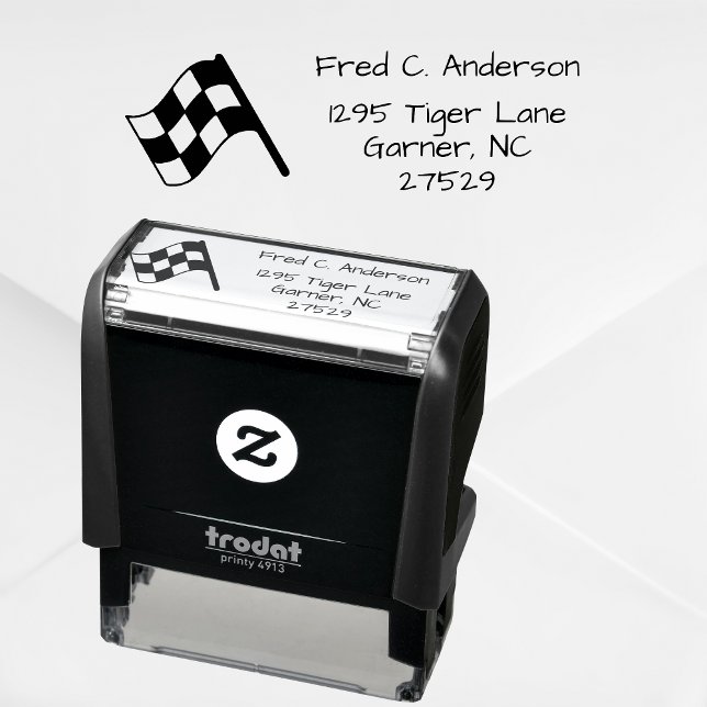 Rücksendeadresse der personalisierten Checked Raci Permastempel (🏁 Stamp your address with racing flair! ✉️)