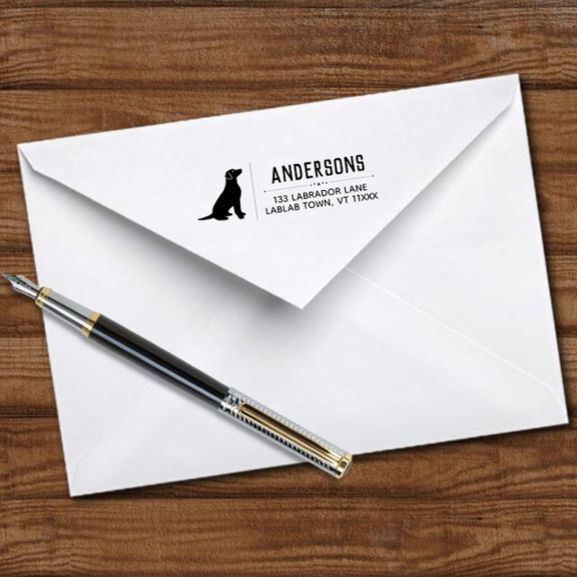 Rücksendeadresse der Sitting-Kontur Permastempel (Classic Labrador Silhouette Return Address Self Inking Stamp.)