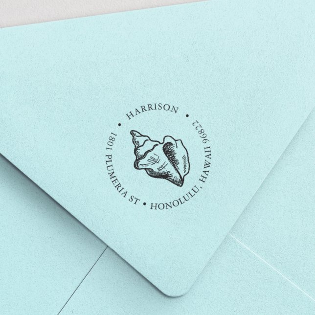 Rücksendeadresse der tropischen Conch-Muschel Permastempel (Von Creator hochgeladen)