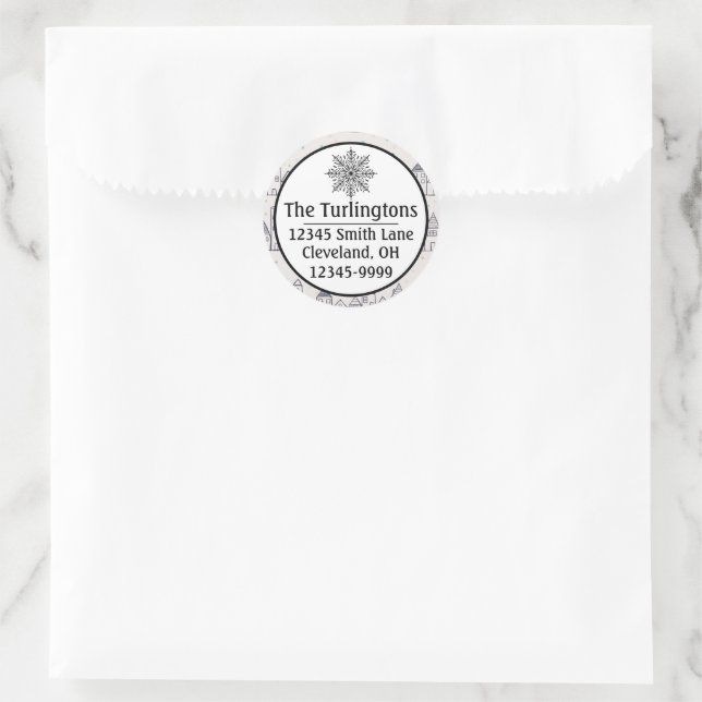 Rücksendeadresse des Weihnachtsdorfes Runder Aufkleber (Tasche)