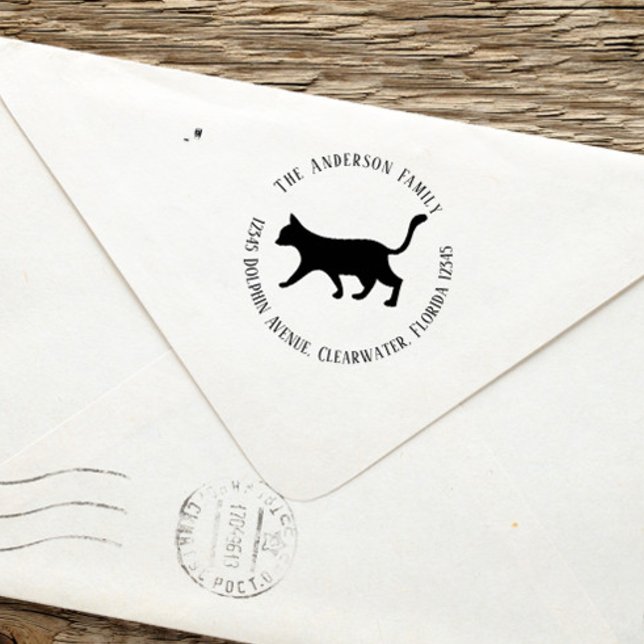 Rücksendeadresse Einfache Schwarze Katze Pet Minim Permastempel (Von Creator hochgeladen)