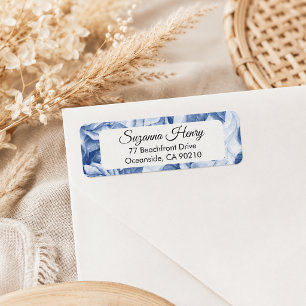 Rücksendeadresse _elegante Handschrift BLAUE ROSE