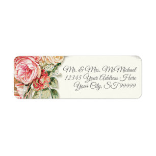 Rücksendeadresse Elegante Vintage Rose Blumen