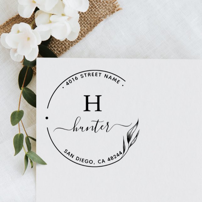 Rücksendeadresse Elegantes Monogramm Minimalistisc Permastempel (Von Creator hochgeladen)
