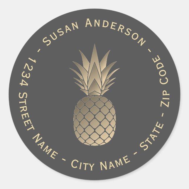 Rücksendeadresse für Ananas Runder Aufkleber (Vorderseite)