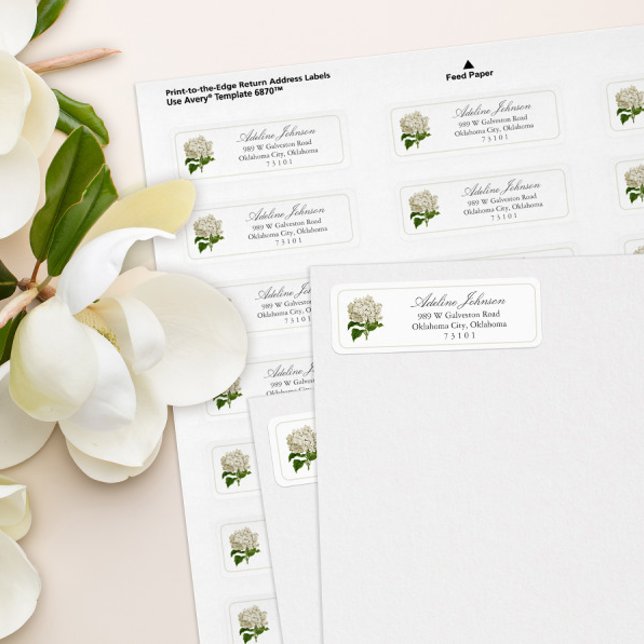 Rücksendeadresse für antikes Cream Hydrangea (cream ivory hydrangea flower elegant and simple return address label for weddings and showers)