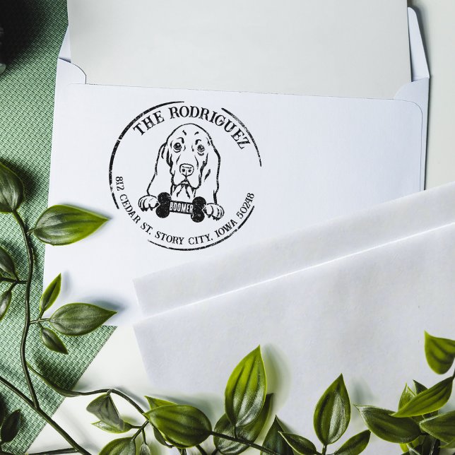 Rücksendeadresse für Basset Hound Custom Family Gummistempel (Von Creator hochgeladen)