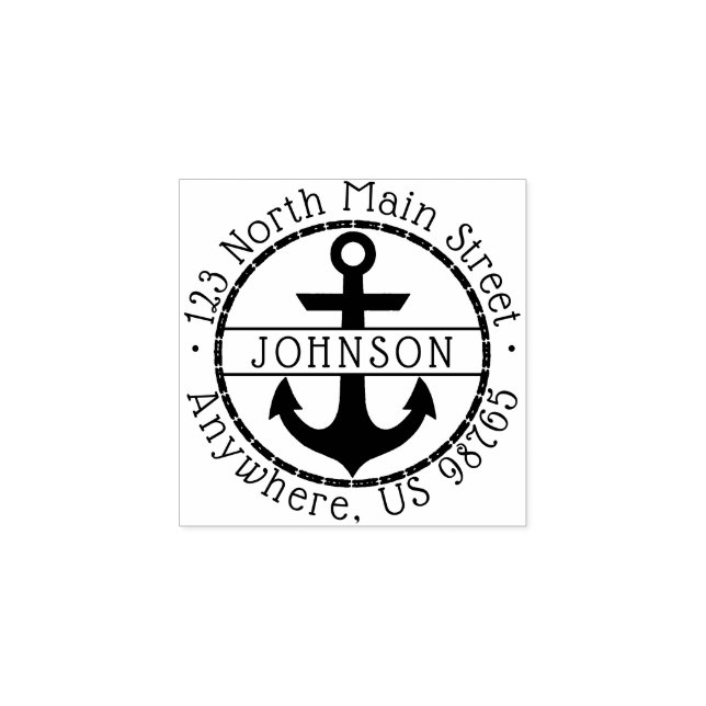 Rücksendeadresse für benutzerdefinierte Ankerfamil Gummistempel (Prägung)