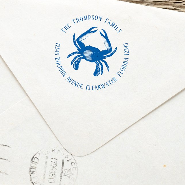 Rücksendeadresse für Blue Crab Permastempel (Blue crab nautical return address stamp. )