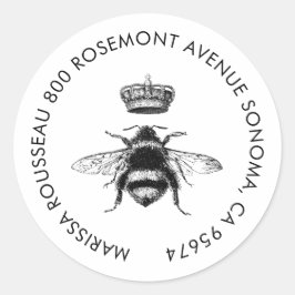 Rücksendeadresse für das Queen Bee Logo Runder Aufkleber