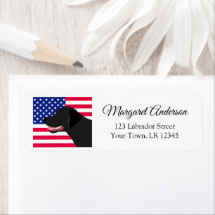 Rücksendeadresse für das Schwarze Labrador-US-Flag
