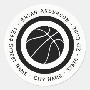 Rücksendeadresse für den Basketball Runder Aufkleber