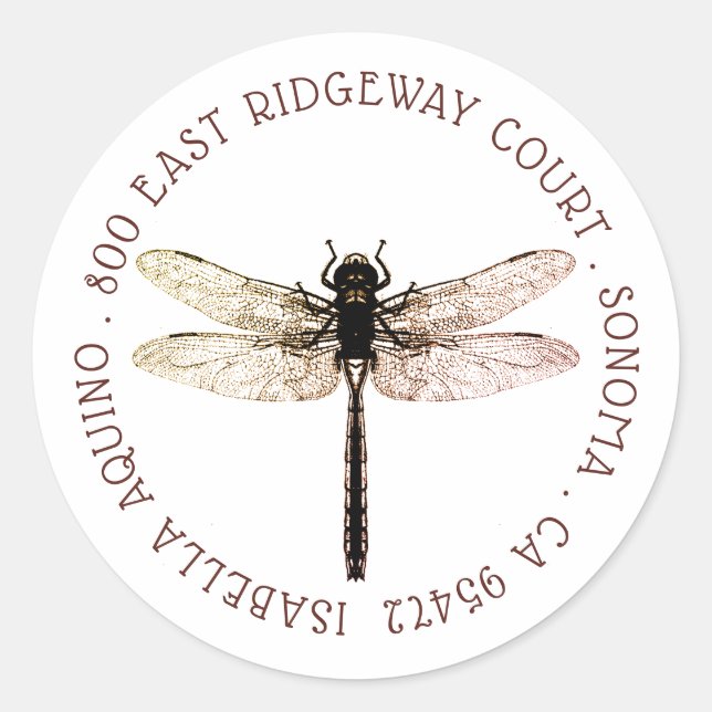 Rücksendeadresse für den Dragonfly-Circle Runder Aufkleber (Vorderseite)