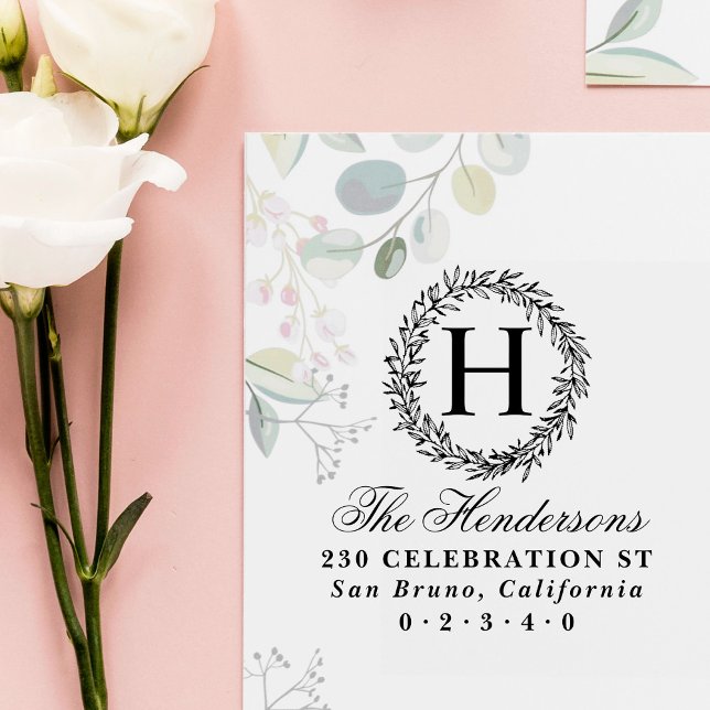 Rücksendeadresse für den Namen von Monogram-Skript Gummistempel (Von Creator hochgeladen)