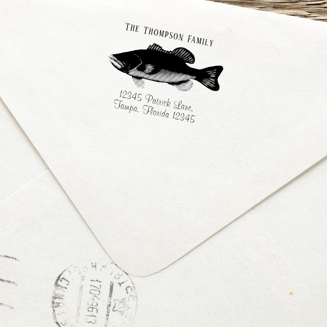 Rücksendeadresse für die eigene Familie Permastempel (Up North Fishing theme return address family stamp. )