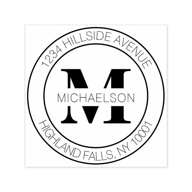 Rücksendeadresse für einfache, elegante Monogram-F Permastempel (Design)