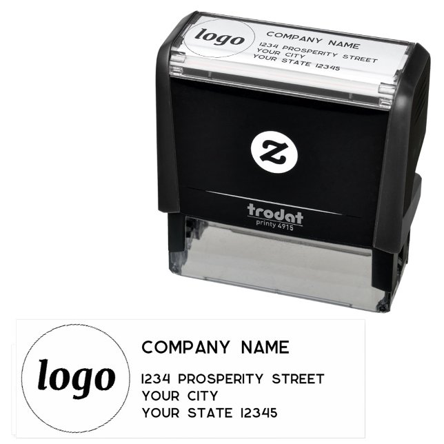 Rücksendeadresse für einfache Logos Permastempel (Simple logo with custom text business branding promotional self inking return address stamp)