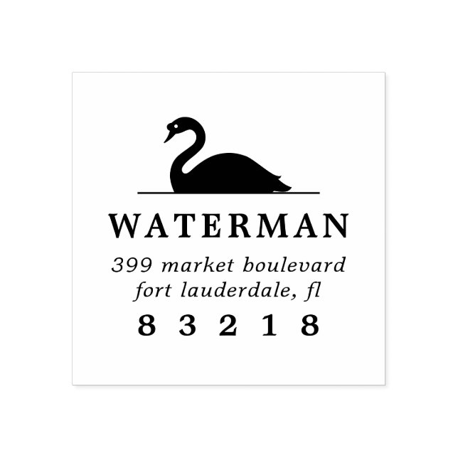Rücksendeadresse für einfache Swan-Silhouette Gummistempel (Prägung)