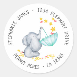 Rücksendeadresse für Elephant & Stars Babydusche Runder Aufkleber