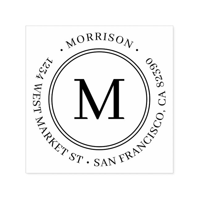 Rücksendeadresse für Familienname bei Monogramm Permastempel (Design)