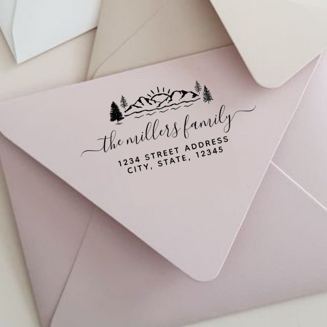 Rücksendeadresse für Gebirge und Bäume Gummistempel (Von Creator hochgeladen)