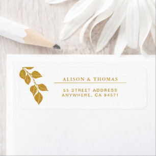 Rücksendeadresse für Hochzeiten in Gold Eukalyptus