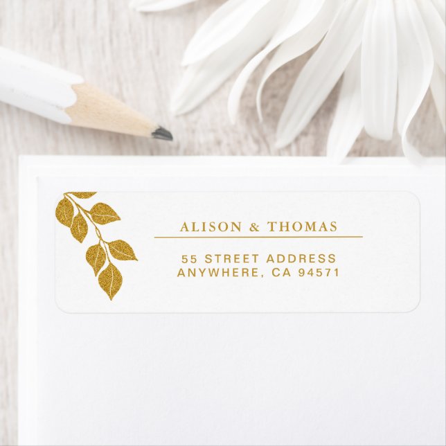 Rücksendeadresse für Hochzeiten in Gold Eukalyptus (Insitu)
