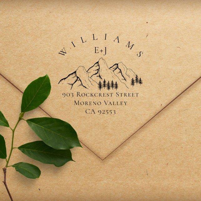 Rücksendeadresse für Hochzeitstiche in Bergkiefern Gummistempel (Von Creator hochgeladen)