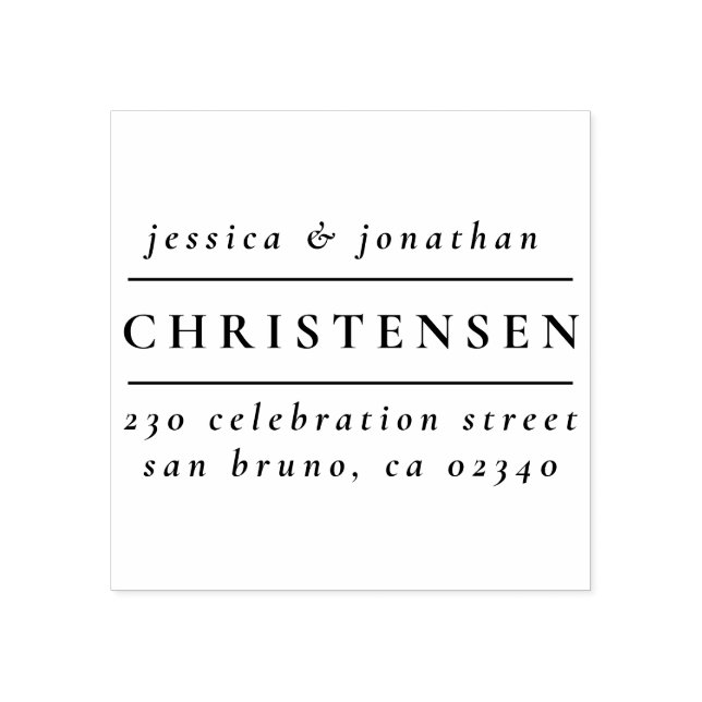 Rücksendeadresse für klassische typografische Hoch Gummistempel (Prägung)